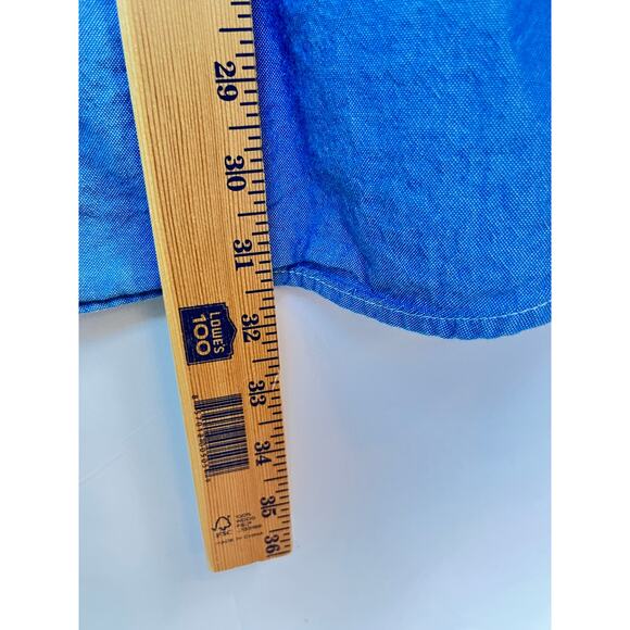 Columbia Mens 2XL Blue Chambray Pearl Snap Western Shirt Long Sleeve Button Down - Picture 6 of 6